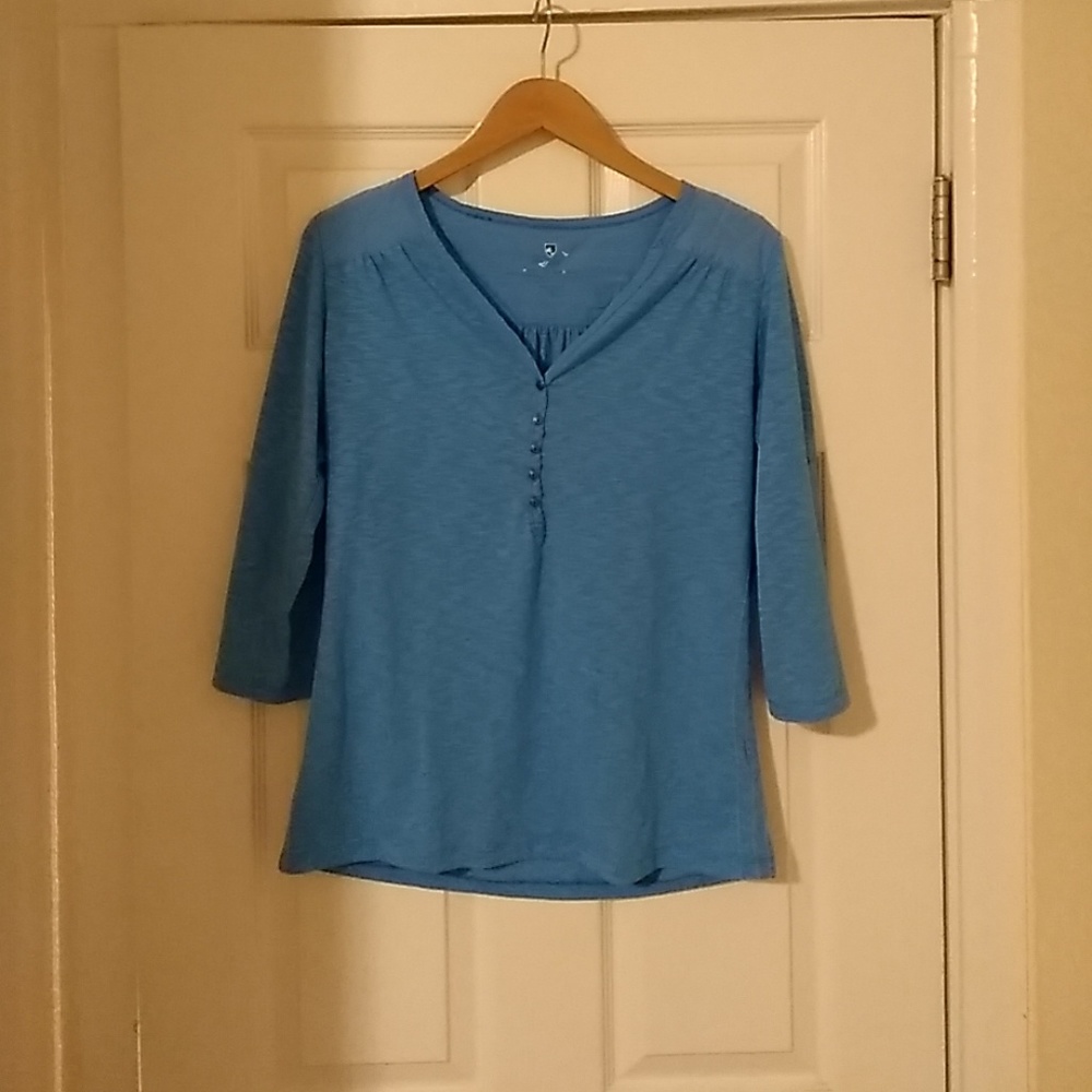 Kuhl shasta 3/4 henley shirt in blue sz medium